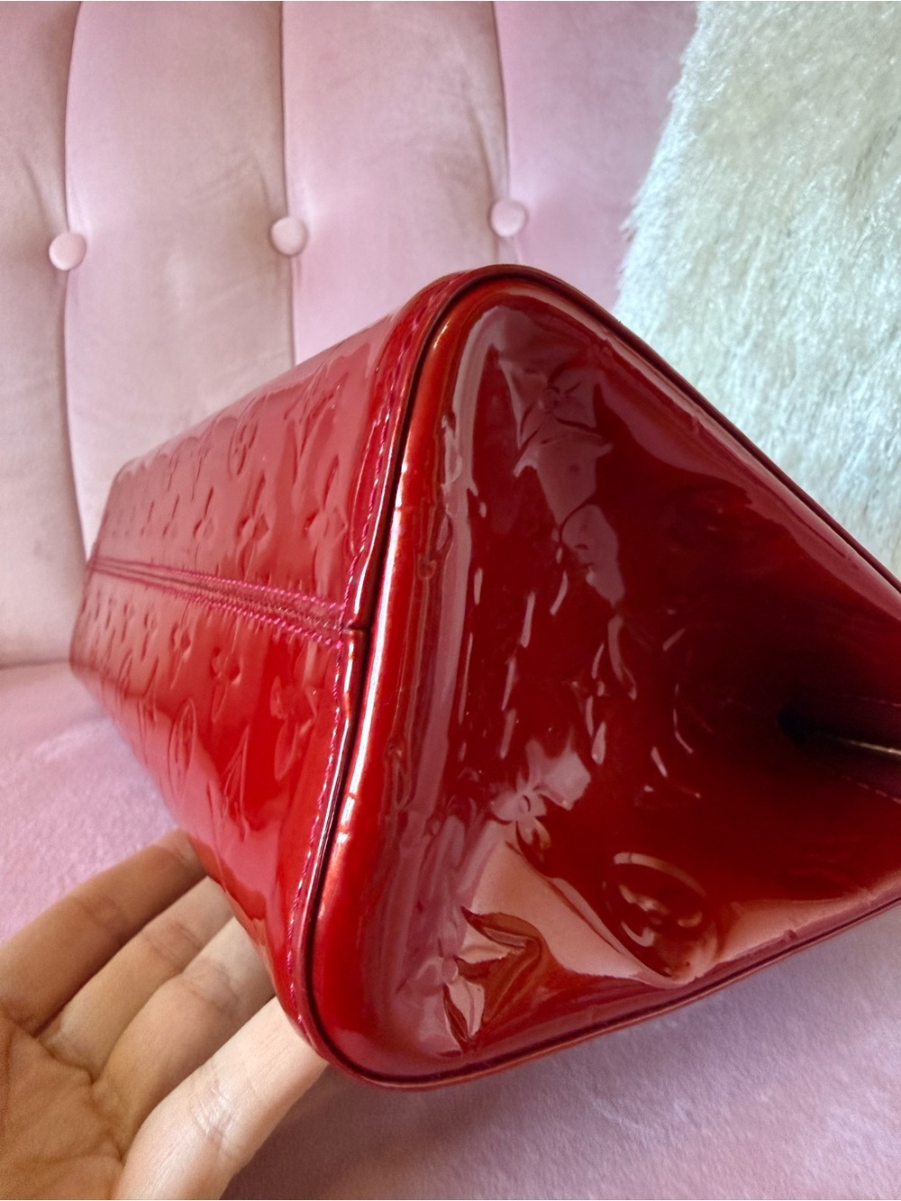 💯Auth! Louis Vuitton Roxbury Red Vernis Leather w Vachetta Trim & Gold Hardware - Picture 12 of 16